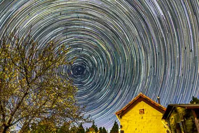 Startrails above a house on El Hierro, one of the Canary Islands