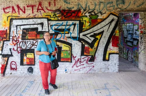 Karin was particularly taken with the portraits of the ghost graffiti, which she photographed with a LUMIX LX100M2.  Karin ghost hunting