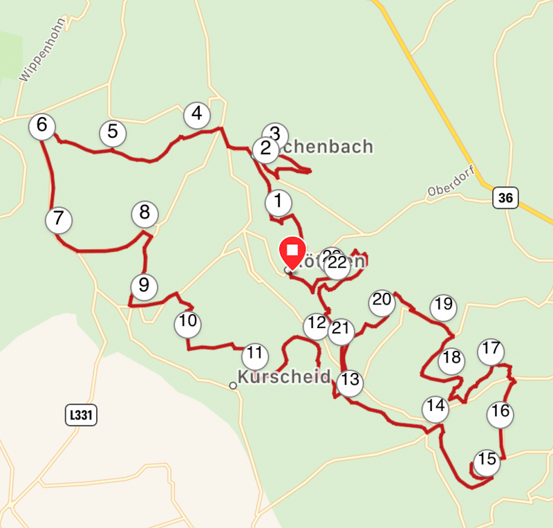 Die Strecke des Hanfbachtal-Laufs