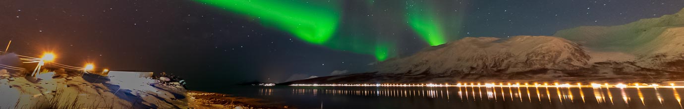 Polarl lights over the Lyngen fjord