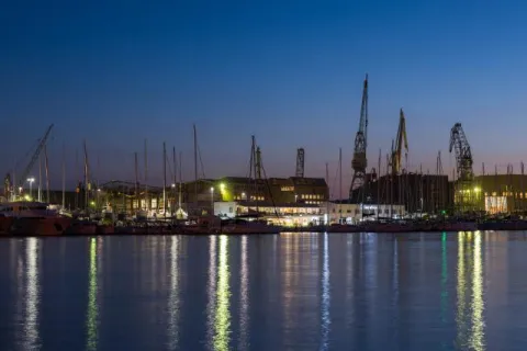 Blue hour in the port of Zadar