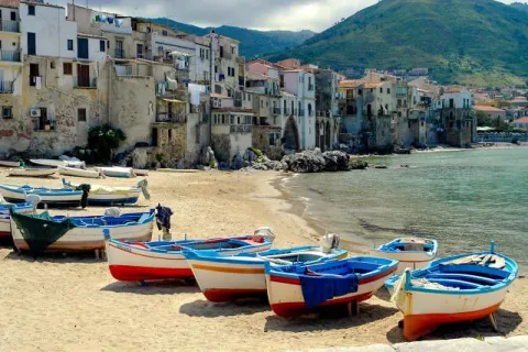 Boats on the beach in Cefalu