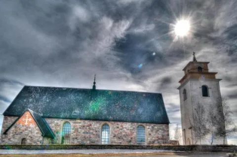 HDR of the Stone Church (Nederluleå) in Gammelstads kyrkstad from the 13th century