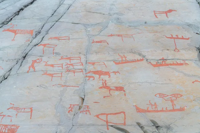 Petroglyphs showing hunting scenes