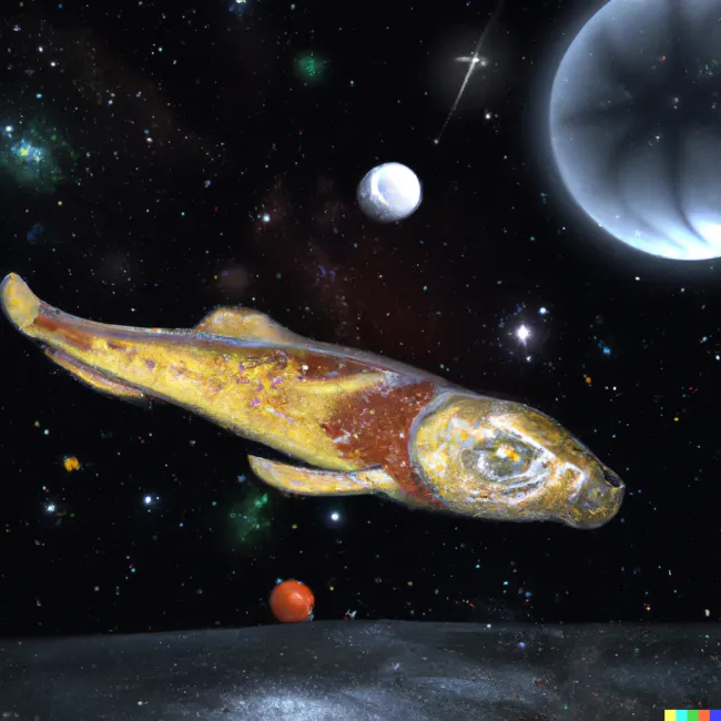 Fishes in space by DALL·E