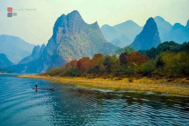 The karst landscapes on the Li River near Guilin