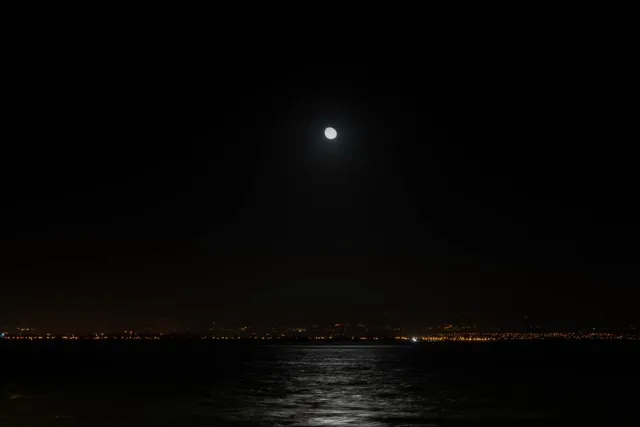The moon over the lagoon "Ria da Aveiro"