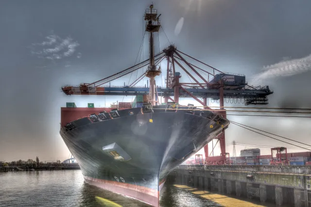 Ship in the port as HDR
