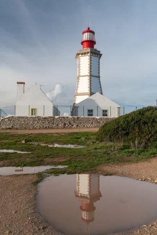 The lighthouse at Cabo Espichel with reflection