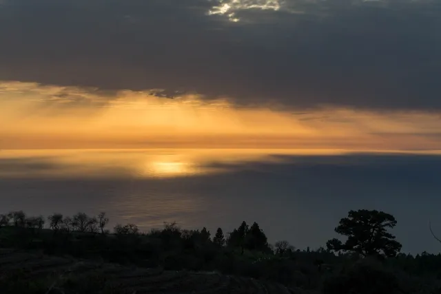 Sunset in the sea of clouds in La Palma