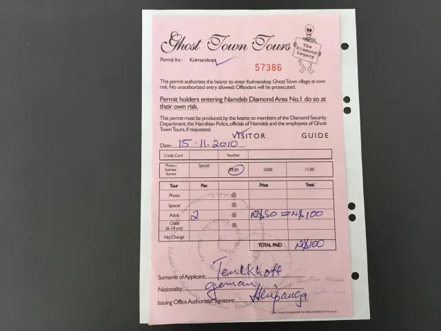 Eintrittskarte zur Geisterstadt: Kolmanskuppe