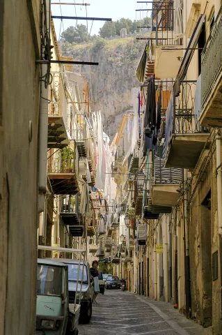 The narrow streets of Cefalu