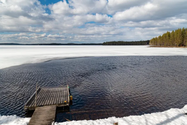 Lake Norvajärvi at the Arctic Circle in Finland