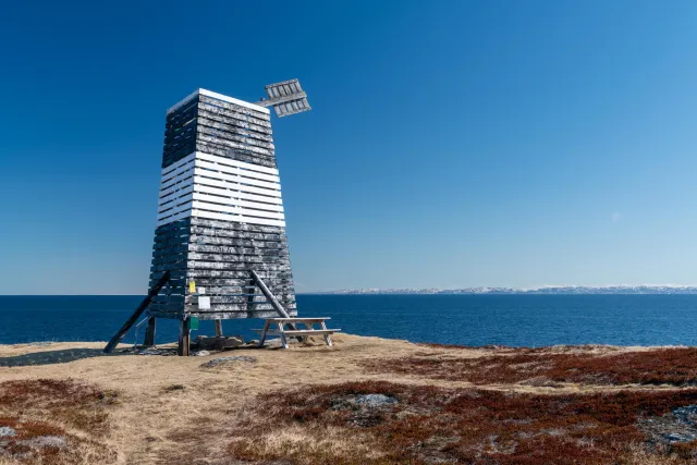 The wooden beacon in Ekkerøy Bird Sanctuary
