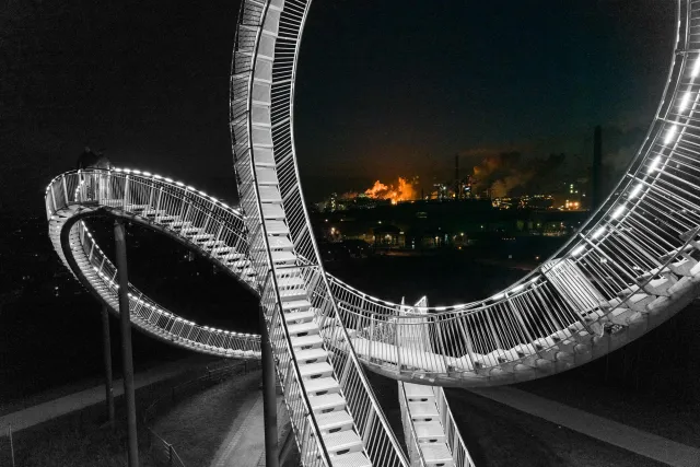 Tiger and Turtle at night on Heinrich-Hildebrand-Höhe in Duisburg