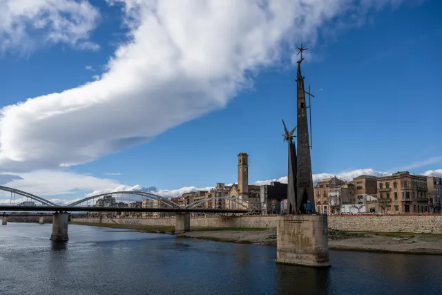 The landmark of Tortosa in the river L'Ebre