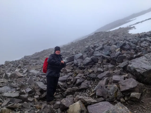 It's getting rocky and foggy on Ben Nevis