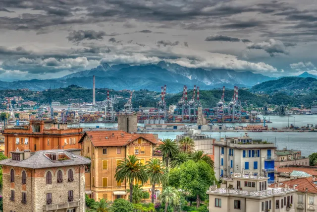 The port of La Spezia on the Ligurian coast of Italy
