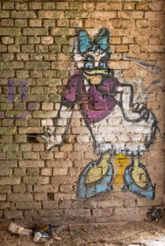 Graffiti von Daisy Duck im Herrenhaus Oppenheim am Fühlinger See in Köln