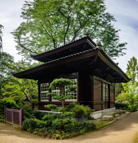 Der Chinesische Pavillon, ein Teehaus im Japanischen Garten