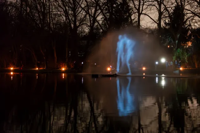 The magical water dance in the park of Mechelen