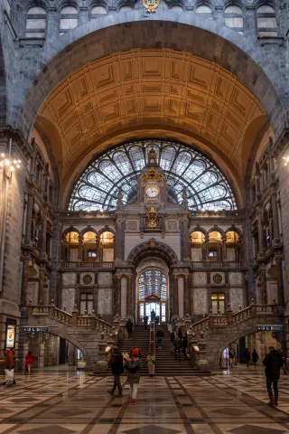 The entrance hall of Antwerp train station