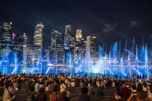 Die Lichtshow an der Marina Bay Sands