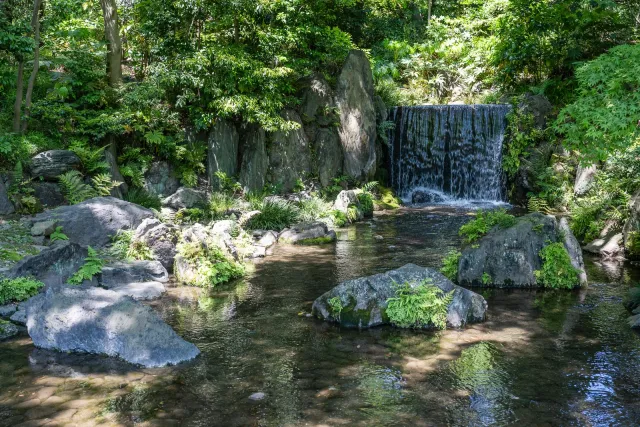 Der Wasserfall im Koishikawa Kōrakuen